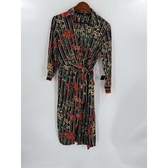 NWT Zara Basic Collection  XSMALL Multicolor Floral Striped Print Shirt Dress - Picture 9 of 13